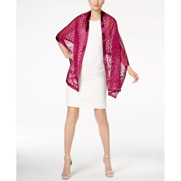 Inc International Concepts Chain Link Burnout Wrap in Merlot, Retail $38.50 - Picture 1 of 5